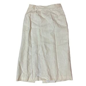 100% Linen Beige Midi Skirt Size Size 12P